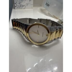 FOSSIL Quartz Two Tone Gold Silver Stainless Steel Watch Women's ES-4011